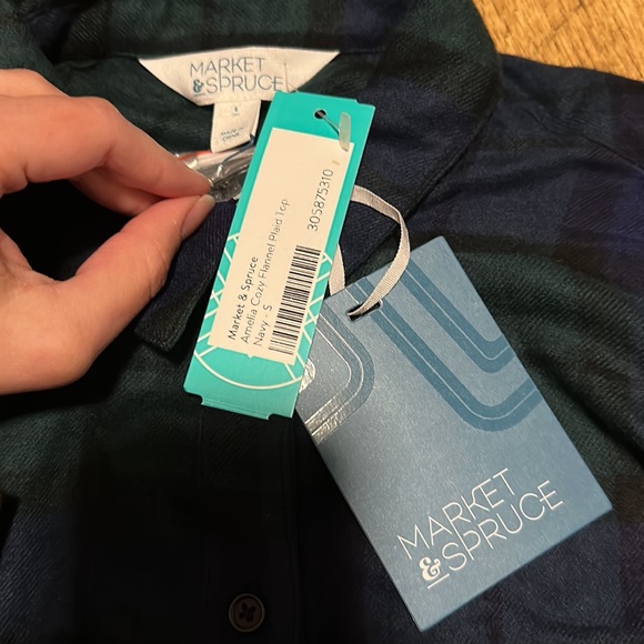 Market and Spruce Amelia Cozy Flannel Plaid Top - Picture 3 of 6